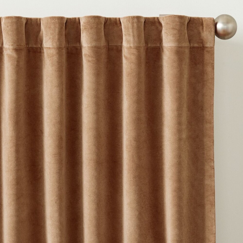 Pottery Barn Velvet Twill Blackout Curtain Window Panel Cognac 50" x 84" NEW